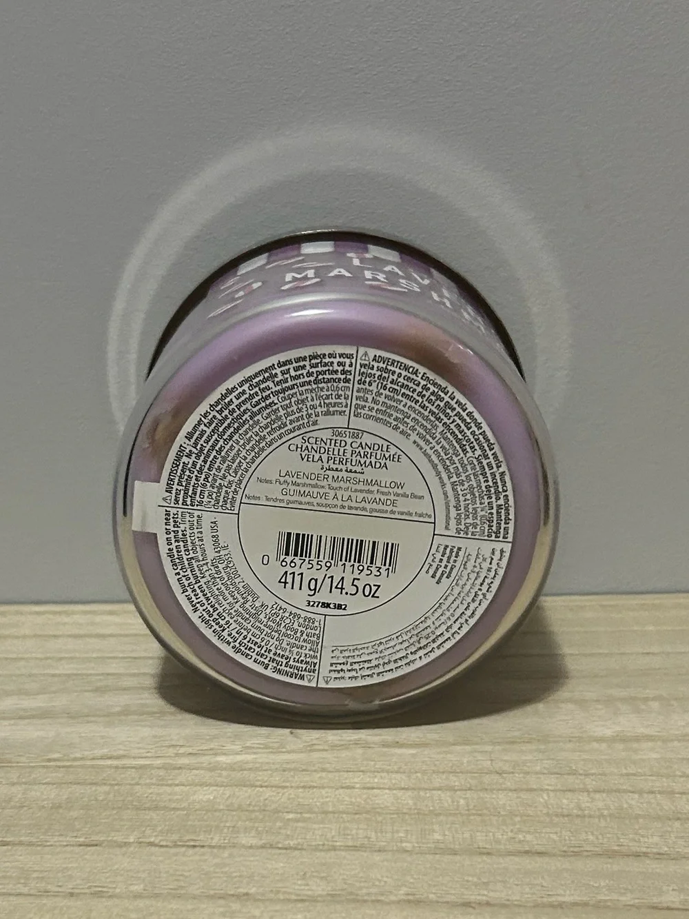NEW Bath & Body Works Lavender Marshmallow Scented Candle - Picture 2 of 3